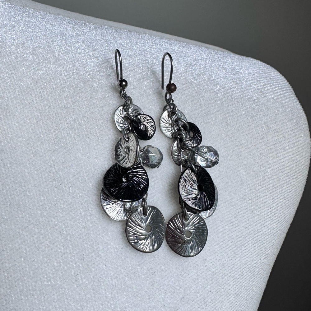 Chico’s Elegant‎ Silver and Chrome Multi-Strand Necklace and Earrings Set - Picture 2 of 5